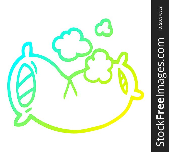 cold gradient line drawing of a cartoon fluffy pillow
