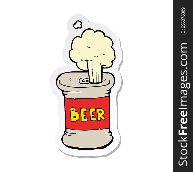 sticker of a cartoon beer can