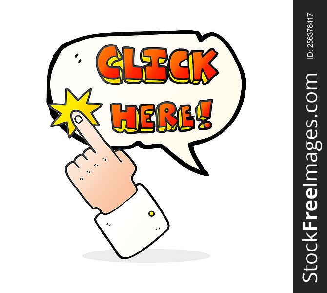 Speech Bubble Cartoon Click Here Sign With Finger