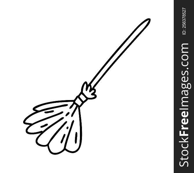 line doodle of a traditional broom stick