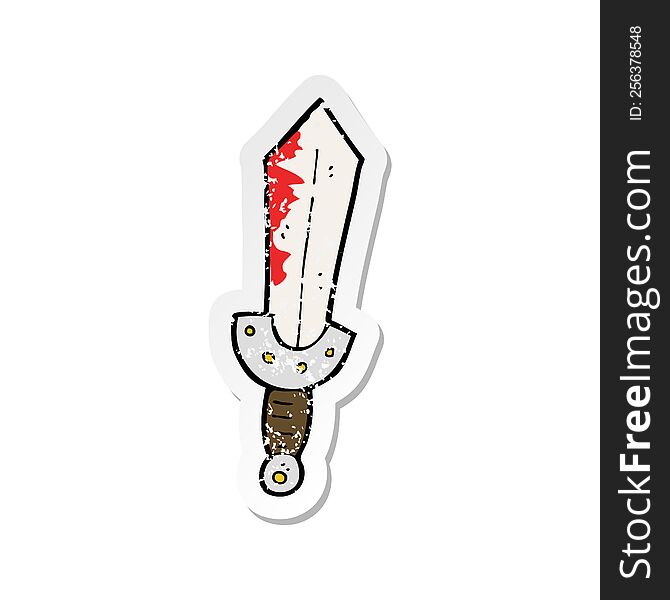Retro Distressed Sticker Of A Cartoon Viking Sword