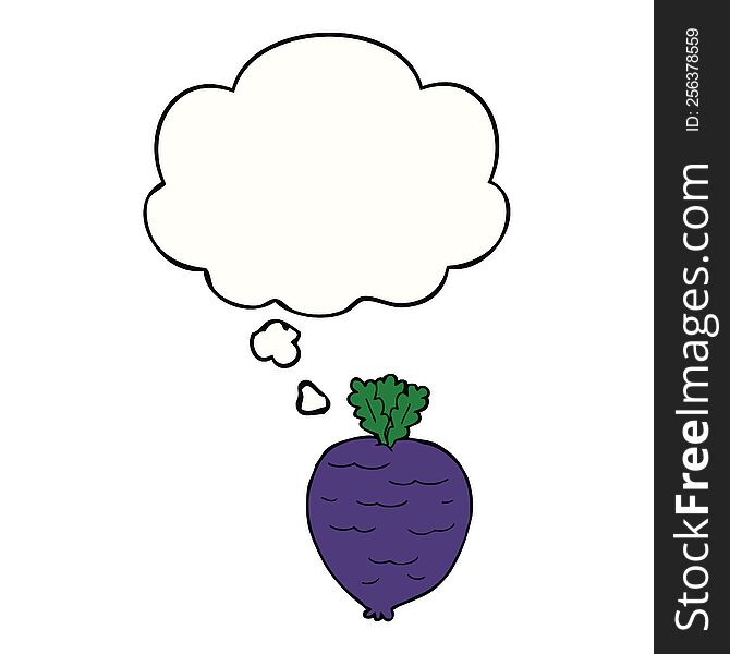 Cartoon Root Vegetable And Thought Bubble