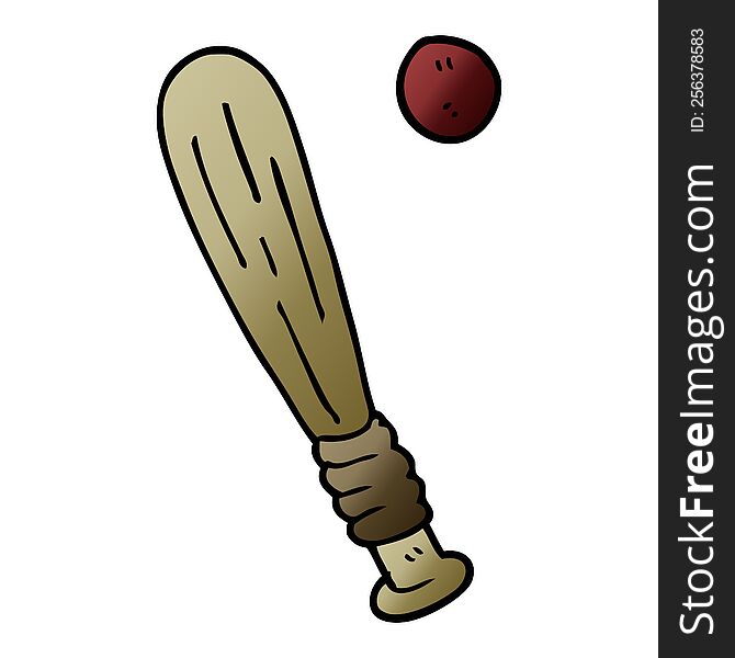 cartoon doodle bat and ball