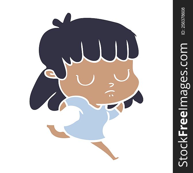 Flat Color Style Cartoon Indifferent Woman Running