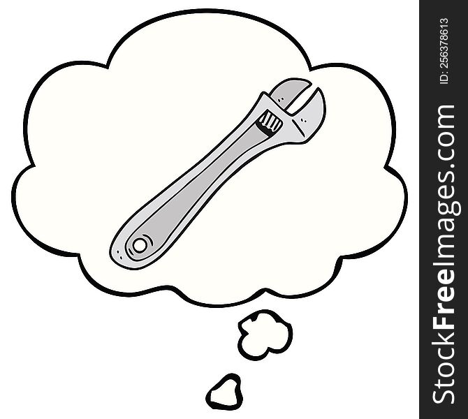 cartoon spanner with thought bubble. cartoon spanner with thought bubble