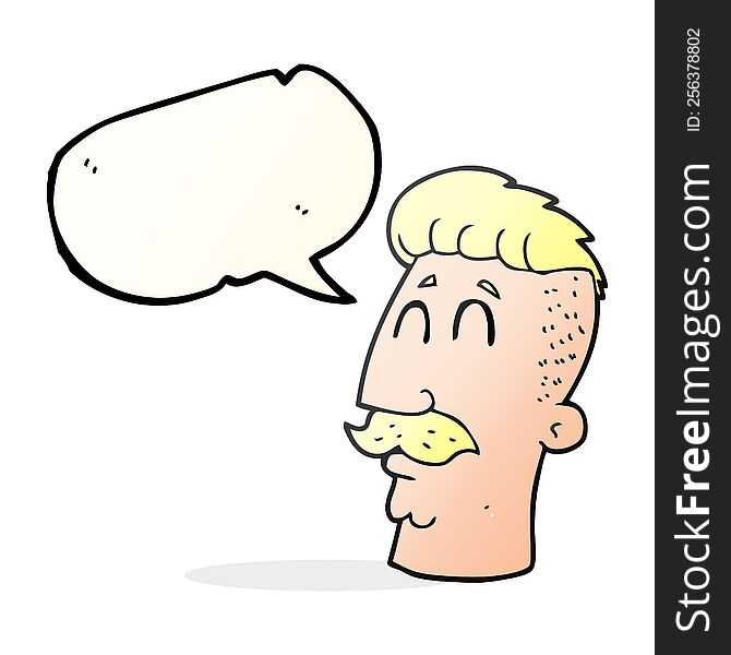 Speech Bubble Cartoon Man With Hipster Hair Cut