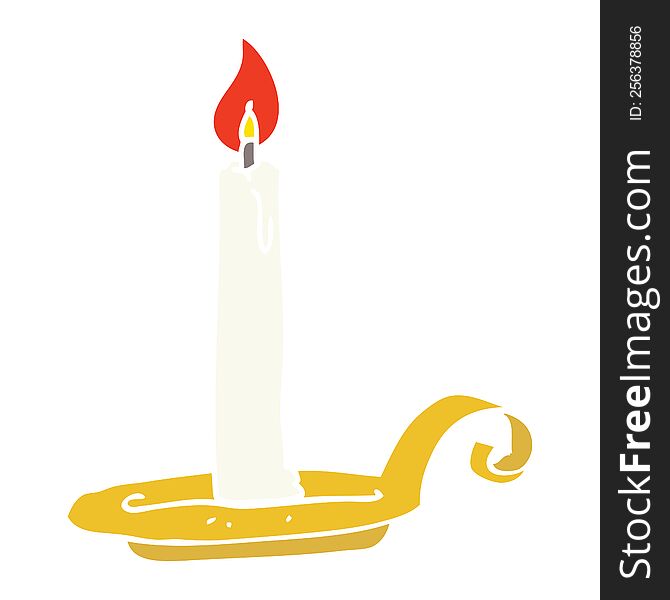 Flat Color Illustration Of A Cartoon Candle Burning