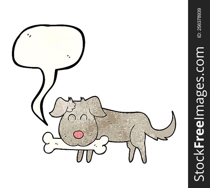 Speech Bubble Textured Cartoon Dog With Bone