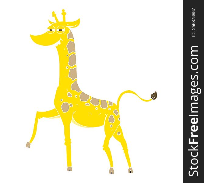 Flat Color Illustration Of A Cartoon Giraffe