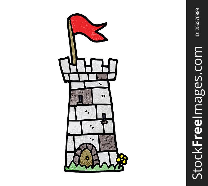 Cartoon Doodle Castle Tower