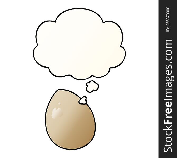 cartoon egg with thought bubble in smooth gradient style