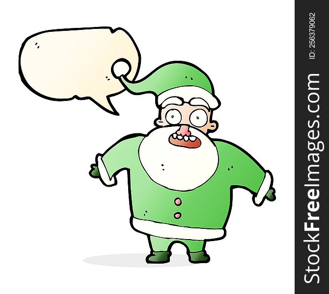 Cartoon Shocked Santa Claus With Speech Bubble