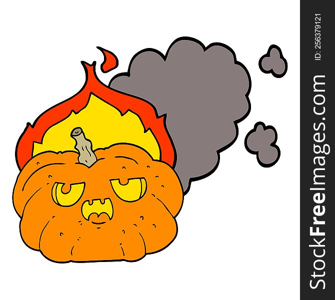 cartoon flaming halloween pumpkin