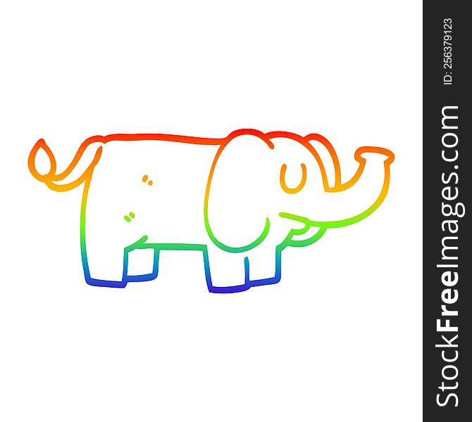Rainbow Gradient Line Drawing Cartoon Funny Elephant