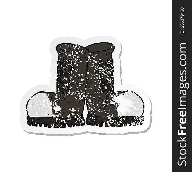retro distressed sticker of a cartoon steel toe cap boots