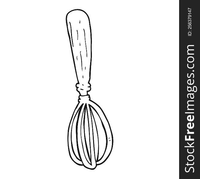 freehand drawn black and white cartoon whisk