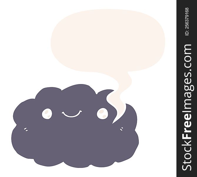 Cartoon Cloud And Speech Bubble In Retro Style