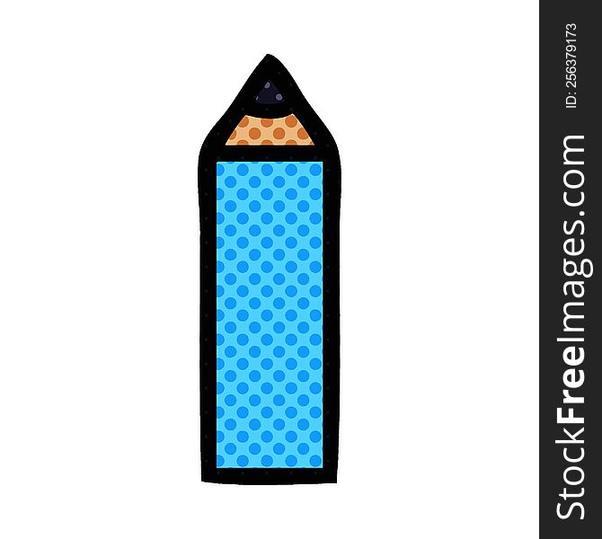comic book style cartoon of a blue pencil