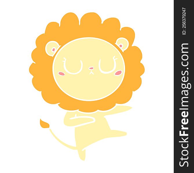 Flat Color Style Cartoon Lion Dancing