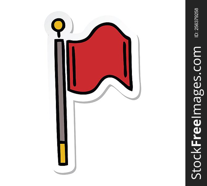 sticker of a cute cartoon red flag