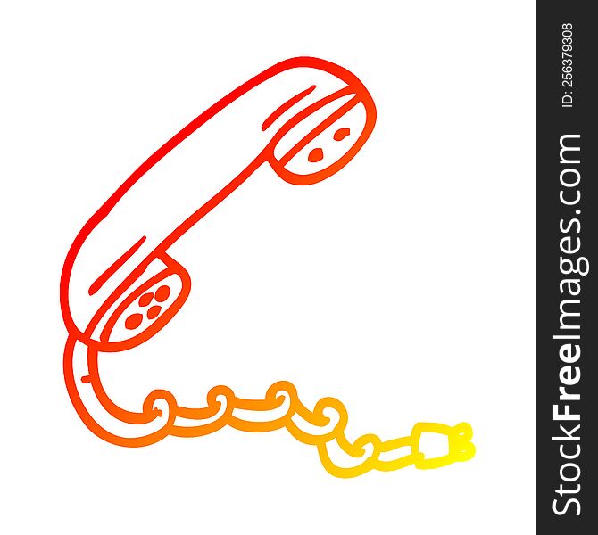 Warm Gradient Line Drawing Cartoon Telephone Handset