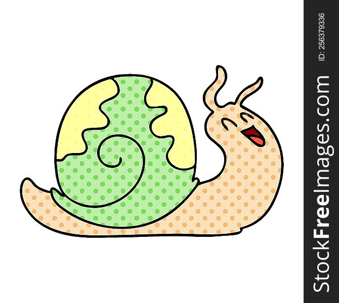 comic book style quirky cartoon snail. comic book style quirky cartoon snail
