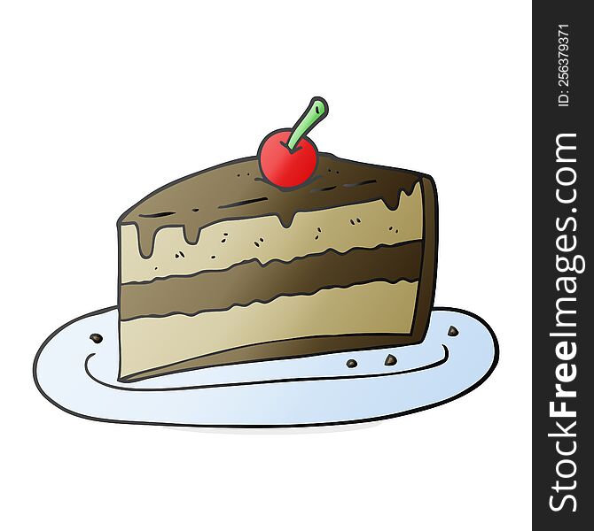 freehand drawn cartoon slice of cake