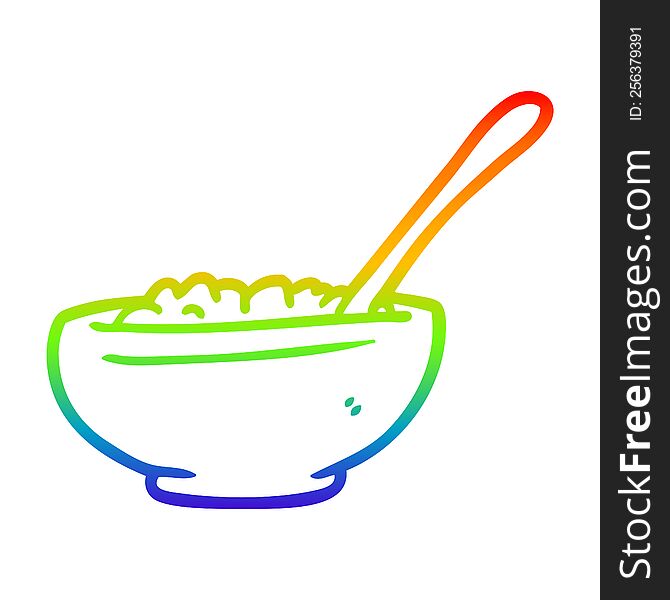 Rainbow Gradient Line Drawing Bowl Of Rice