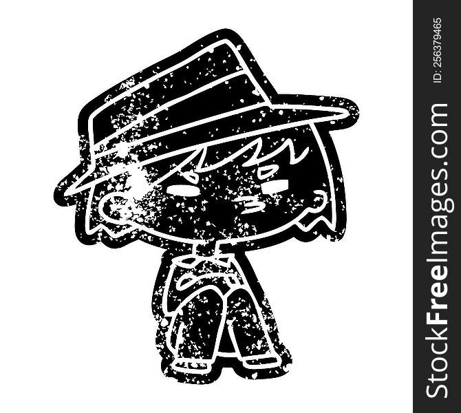 grunge distressed icon of a kawaii cute boy. grunge distressed icon of a kawaii cute boy