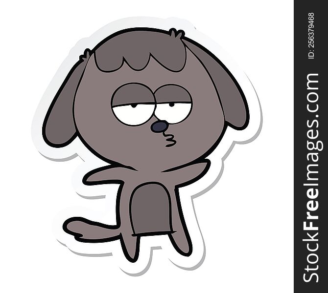 Sticker Of A Cartoon Bored Dog