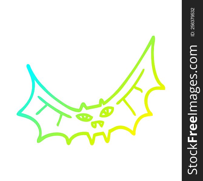 cold gradient line drawing of a cartoon bat