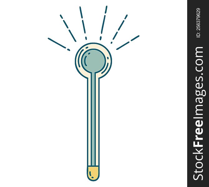 illustration of a traditional tattoo style glass thermometer