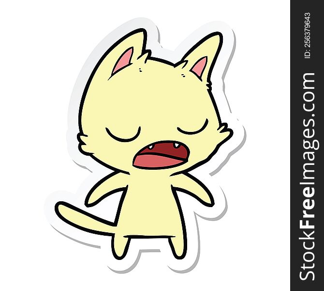 sticker of a talking cat cartoon