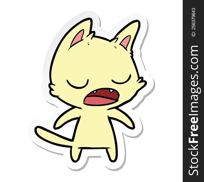 Sticker Of A Talking Cat Cartoon