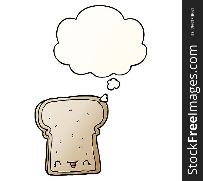 Cute Cartoon Slice Of Bread And Thought Bubble In Smooth Gradient Style
