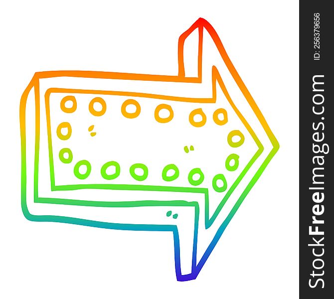rainbow gradient line drawing of a cartoon arrow pointing direction