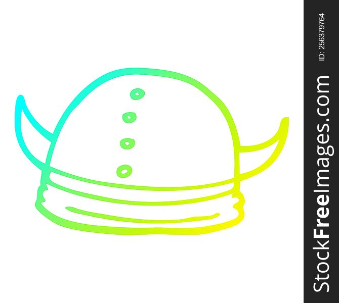 Cold Gradient Line Drawing Cartoon Viking Helmet