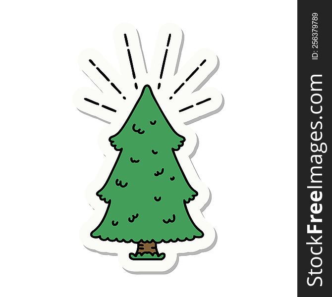 Sticker Of Tattoo Style Pine Tree