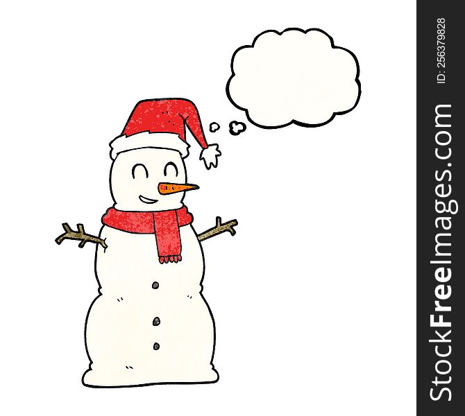 Thought Bubble Textured Cartoon Snowman