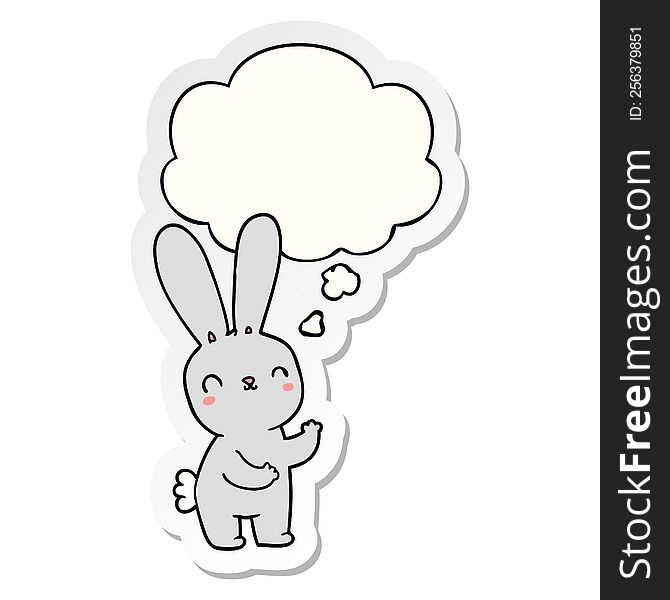 Cute Cartoon Rabbit And Thought Bubble As A Printed Sticker