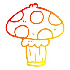 Warm Gradient Line Drawing Cartoon Mushroom Royalty Free Stock Photography
