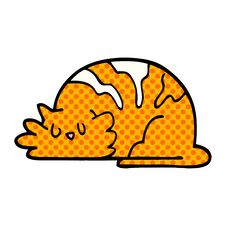Cartoon Doodle Sleepy Cat Stock Image