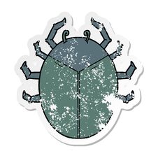Distressed Sticker Of A Giant Bug Cartoon Royalty Free Stock Photos