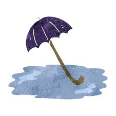 Retro Cartoon Wet Umbrella Stock Image