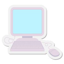 Computer With Mouse And Keyboard Sticker Royalty Free Stock Images