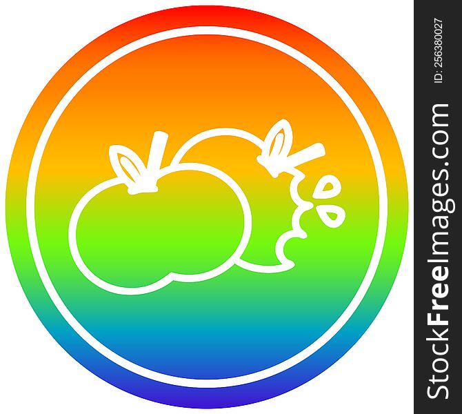 bitten apples circular icon with rainbow gradient finish. bitten apples circular icon with rainbow gradient finish