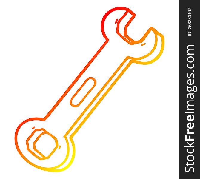 warm gradient line drawing of a cartoon spanner