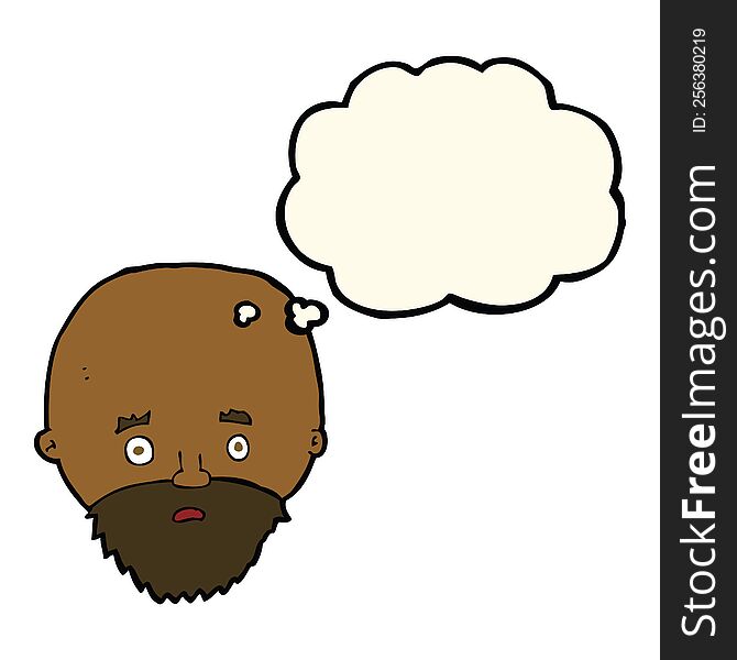 Cartoon Shocked Man With Beard With Thought Bubble