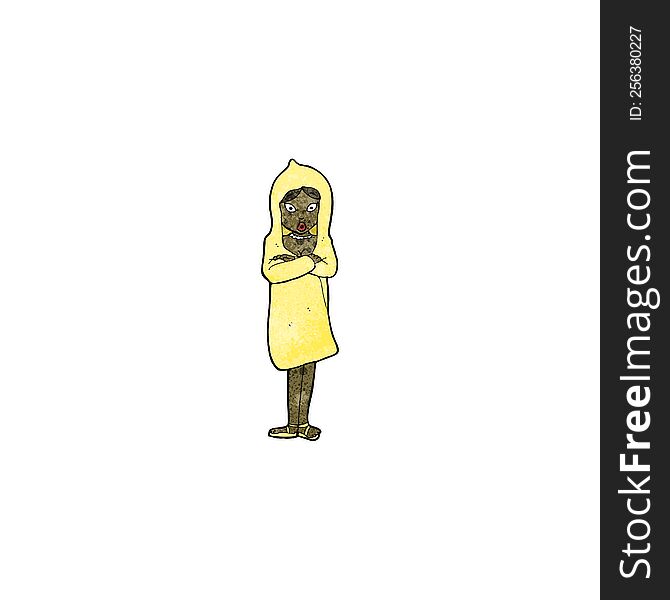 cartoon woman in rain coat