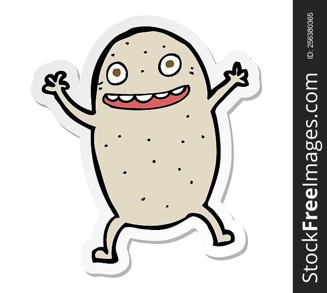 Sticker Of A Cartoon Happy Potato